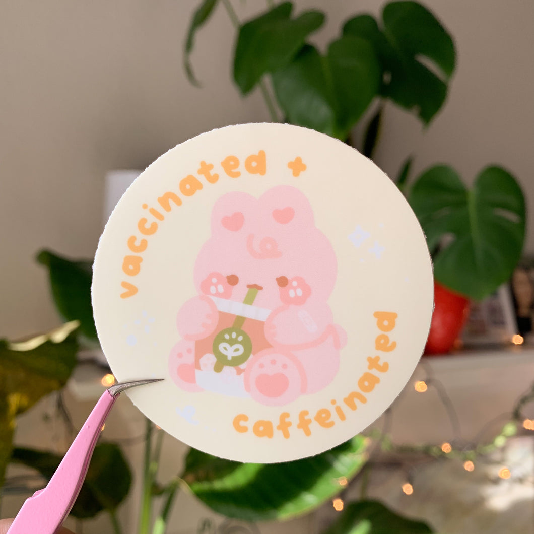 Vaccinated and Caffeinated Sticker